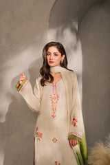 BrandsInn-3PC DHANAK EMBROIDERED SHIRT WITH BAMBER CHIFFON DUPATTA AND TROUSER-BI-4289