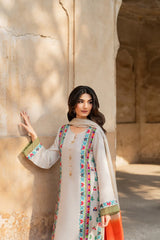 BrandsInn-3PC RAW SILK EMBROIDERED SHIRT WITH CHIFFON TYE&DYE DUPATTA AND TROUSER-BI-5150