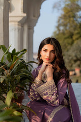 BrandsInn-3PC RAW SILK EMBROIDERED SHIRT WITH SOFT SILK DUPATTA AND TROUSER-BI-5149