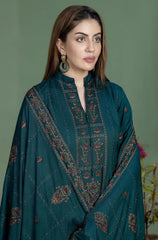 BrandsInn-3PC DHANANK EMBROIDERED SHIRT WITH DHANAK EMBROIDERED SHAWL AND TROUSER-ADR-4256