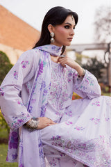 BrandsInn-3PC LAWN PRINTED EMB SHIRT WITH SILK PRINTED DUPATTA AND PRINTED TROUSER-BI-019