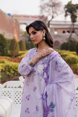 BrandsInn-3PC LAWN PRINTED EMB SHIRT WITH SILK PRINTED DUPATTA AND PRINTED TROUSER-BI-019