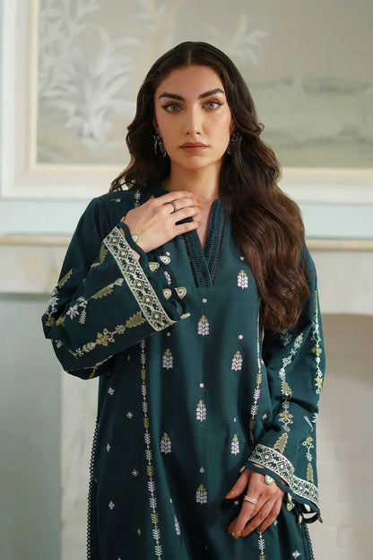 BrandsInn-3PC DHANAK EMBROIDERED SHIRT WITH DHANAK EMBROIDERED SHAWL & TROUSER-BI-4135