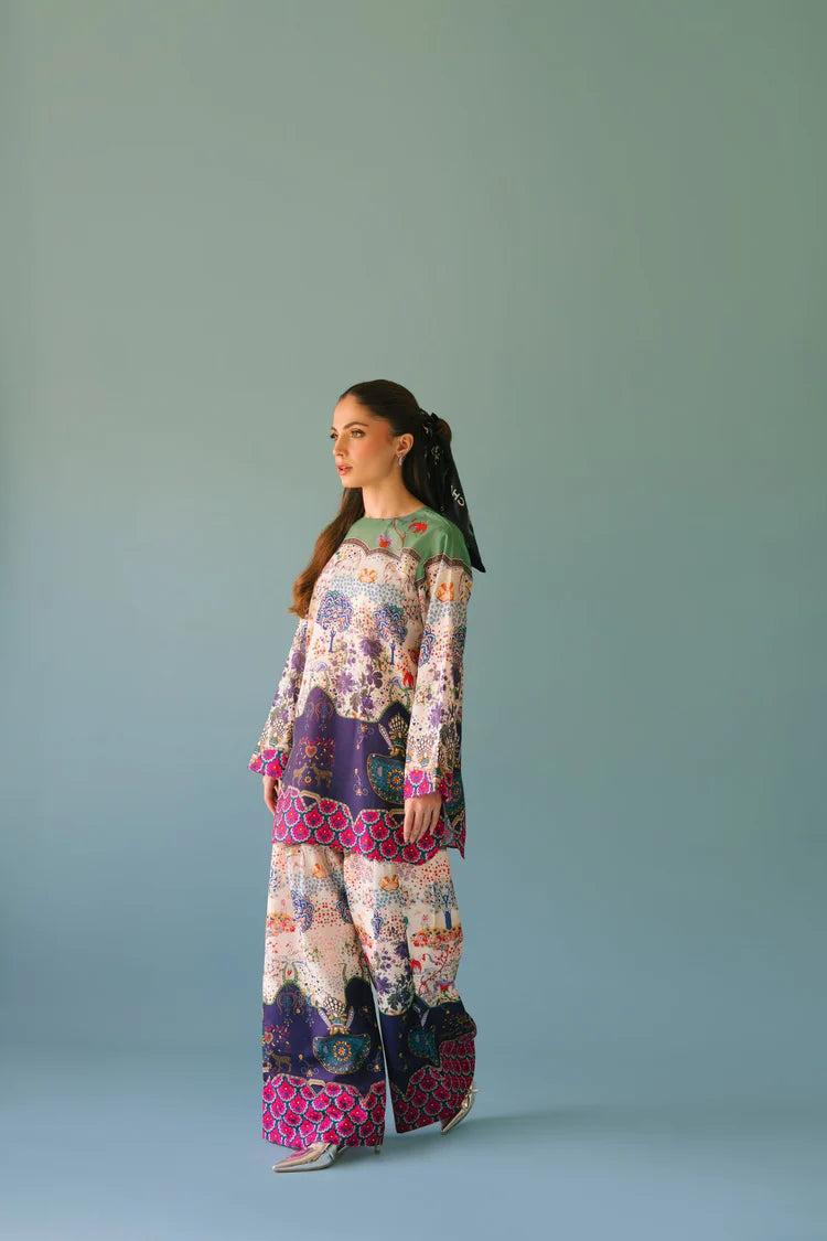 BRANDSINN-2PC SHAMOZE SILK PRINTED SHIRT & SHAMOZE SILK PRINTED TROUSER-BI-2005