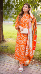 BrandsInn-3PC LAWN DIGITAL PRINTED SHIRT WITH SILK PRINTED DUPATTA AND PRINTED TROUSER-BI-030