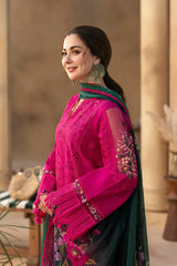 BrandsInn-3PC DHANAK CHIKANKAARI EMBROIDERED SHIRT WITH WOOL PRINTED SHAWL AND TROUSER -BI-5134
