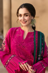 BrandsInn-3PC DHANAK CHIKANKAARI EMBROIDERED SHIRT WITH WOOL PRINTED SHAWL AND TROUSER -BI-5134