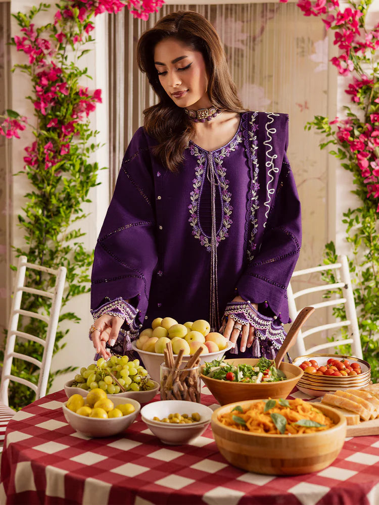 BrandsInn-3PC DHANAK EMBROIDERED SHIRT WITH DHANAK EMBROIDERED SHAWL & TROUSER-BI-4328