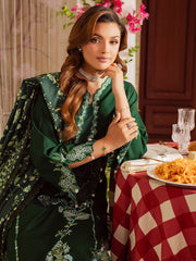 BrandsInn-3PC DHANAK EMBROIDERED SHIRT WITH COURTRAI PRINTED SHAWL & TROUSER-BI-4327