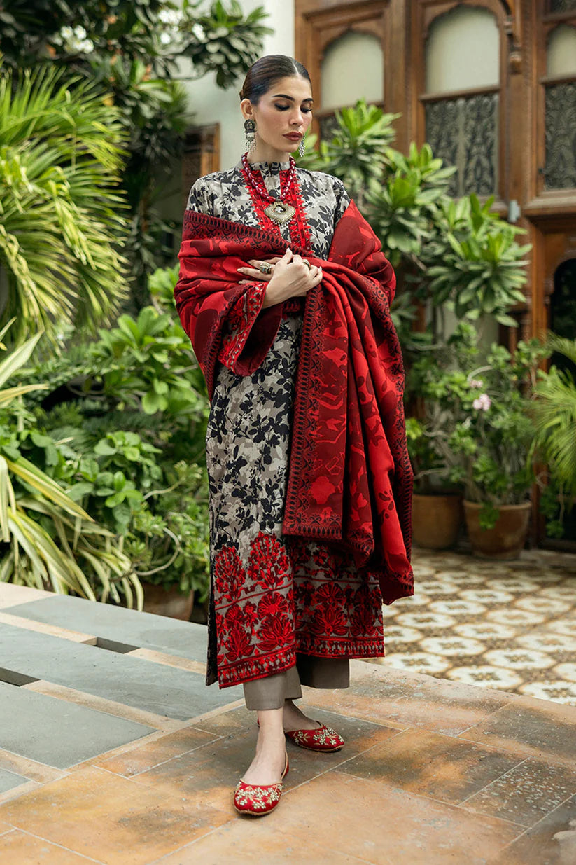 BrandsInn-3PC LAWN EMBROIDERED PRINTED SHIRT WITH LAWN PRINT DUPATTA AND PRINT TROUSER-BI-336