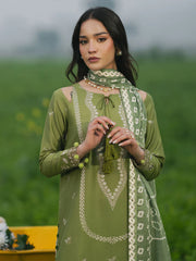 BrandsInn-3PC LAWN EMBROIDERED SHIRT WITH CHIFFON PRINTED DUPATTA AND TROUSER-BI-4509
