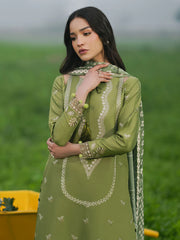 BrandsInn-3PC LAWN EMBROIDERED SHIRT WITH CHIFFON PRINTED DUPATTA AND TROUSER-BI-4509