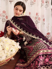 BrandsInn-3PC LAWN LASERWORK EMBROIDERED SHIRT WITH KHAADI NET EMBROIDERED DUPATTA AND TROUSER -BI-4691