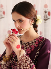 BrandsInn-3PC LAWN LASERWORK EMBROIDERED SHIRT WITH KHAADI NET EMBROIDERED DUPATTA AND TROUSER -BI-4691