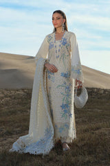 BrandsInn-3PC LAWN CHIKANKAARI EMBROIDERED SHIRT WITH KHADDI NET EMBROIDERED DUPATTA AND TROUSER-BI-4798