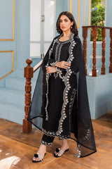 BrandsInn - 3PC DHANAK EMBROIDERED WITH ORGANZA EMBROIDERED DUPPATTA-BI-4079