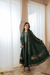 BrandsInn-3PC DHANAK EMBROIDERED SHIRT WITH DHANAK EMBROIDERED SHAWL AND TROUSER-BI-5049