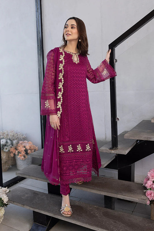 BrandsInn - 3PC ORGANZA EMBROIDERED SHIRT WITH LAWN INNER AND ORGANZA EMBROIDERED DUPATTA AND TROUSER-BI-4132