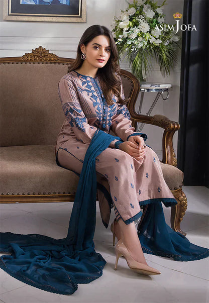 BrandsInn-3PC DHANAK EMBROIDERED SHIRT WITH BAMBER CHIFFON DUPATTA-BI-1462
