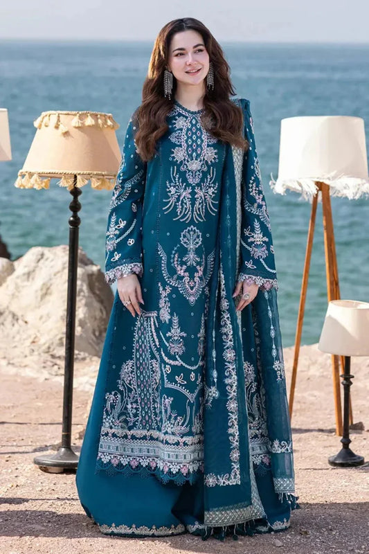 BrandsInn-3PC DHANAK EMBROIDERED SHIRT WITH DHANAK EMBROIDERED SHAWL AND TROUSER-BI-4021