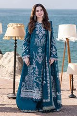 BrandsInn-3PC DHANAK HEAVY EMBROIDERED SHIRT WITH DHANAK EMB SHAWL AND EMB TROUSER-BI-5137