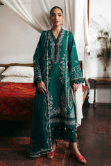 BrandsInn-3PC DHANAK EMBROIDERED SHIRT WITH COURTRAI PRINTED SHAWL & DHANAK TOUSER-BI-4251