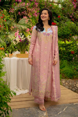 BrandsInn-3PC LAWN SEQUIN EMBROIDERED SHIRT WITH KHADDI NET EMB DUPATTA AND EMB TROUSER-BI-4891