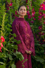 BrandsInn-3PC DHANAK EMBROIDERED SHIRT WITH KHADDI NET EMB DUPATTA AND EMB TROUSER-BI-5077