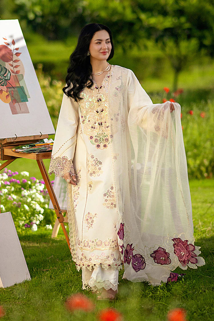 BrandsInn-3PC LAWN SEQUIN EMBROIDERED SHIRT WITH KHADDI NET EMB DUPATTA AND EMB TROUSER-BI-4883