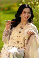 BrandsInn-3PC LAWN SEQUIN EMBROIDERED SHIRT WITH KHADDI NET EMB DUPATTA AND EMB TROUSER-BI-4883