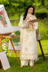BrandsInn-3PC LAWN SEQUIN EMBROIDERED SHIRT WITH KHADDI NET EMB DUPATTA AND EMB TROUSER-BI-4883
