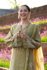 BrandsInn-3PC LAWN EMBROIDERED SHIRT WITH MONARK PRINTED EMB DUPATTA AND TROUSER-BI-4899