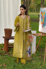 BrandsInn-3PC DHANAK EMBROIDERED SHIRT WITH WOOL PRINTED SHAWL AND TROUSER-BI-5080