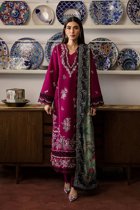 BrandsInn-3PC DHANAK SEQUENCE EMBROIDERED SHIRT WITH COURTRAI PRINTED SHAWL & DHANAK TOUSER-BI-4171