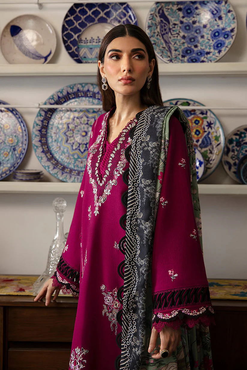 BrandsInn-3PC DHANAK SEQUENCE EMBROIDERED SHIRT WITH COURTRAI PRINTED SHAWL & DHANAK TOUSER-BI-4171