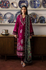 BrandsInn-3PC DHANAK SEQUENCE EMBROIDERED SHIRT WITH COURTRAI PRINTED SHAWL & DHANAK TOUSER-BI-4171
