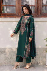 BrandsInn-3PC LAWN EMBROIDERED SHIRT WITH CHIFFOON EMBROIDERED DUPATTA AND TROUSER-BI-4744