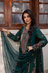 BrandsInn-3PC LAWN EMBROIDERED SHIRT WITH CHIFFOON EMBROIDERED DUPATTA AND TROUSER-BI-4744