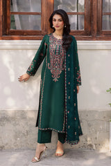 BrandsInn-3PC LAWN EMBROIDERED SHIRT WITH CHIFFOON EMBROIDERED DUPATTA AND TROUSER-BI-4744