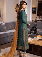 ASIM JOFA-3PC DHANAK EMBROIDERED SHIRT WITH DHANAK EMBROIDERED DUPATTA AND TROUSER -BI-184