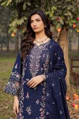 BrandsInn-3PIECE LAWN SEQUIN EMBROIDERED SHIRT WITH CHIFFON EMBROIDERED DUPATTA AND TROUSER-BI-4829
