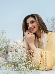 BrandsInn-3PC LAWN EMBROIDERED SHIRT WITH KHAADI NET EMBROIDERED DUPATTA AND TROUSER-BI-4832
