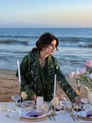 BrandsInn-3PC DHANAK CHIKANKAARI EMBROIDERED SHIRT WITH DHANAK EMBROIDERED SHAWL AND TROUSER-BI-5259