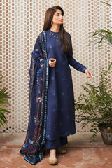 BrandsInn-3PC DHANAK EMBROIDERED SHIRT WITH COURTRAI WOOL PRINTED SHAWL & TROUSER-BI-4020