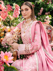 BrandsInn-3PC LAWN LASER WORK EMBROIDERED SHIRT WITH KHAADI NET EMBROIDERED DUPATTA AND TROUSER -BI-4747