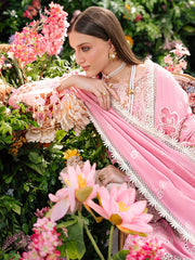 BrandsInn-3PC LAWN LASER WORK EMBROIDERED SHIRT WITH KHAADI NET EMBROIDERED DUPATTA AND TROUSER -BI-4747
