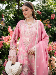 BrandsInn-3PC LAWN LASER WORK EMBROIDERED SHIRT WITH KHAADI NET EMBROIDERED DUPATTA AND TROUSER -BI-4747