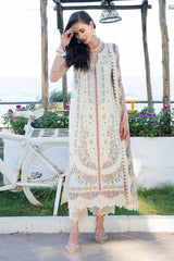 BrandsInn-3PC LAWN HEAVY EMBROIDERED SHIRT WITH CHIFFON PRINTED DUPATTA AND TROUSER-BI-4862
