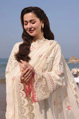 BrandsInn-3PC LAWN CHIKANKARI EMBROIDERED SHIRT WITH KHADDI NET EMB DUPATTA AND TROUSER-BI-4663