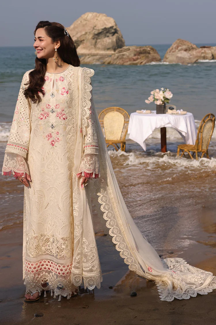 BrandsInn-3PC LAWN CHIKANKARI EMBROIDERED SHIRT WITH KHADDI NET EMB DUPATTA AND TROUSER-BI-4663